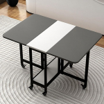 Platzsparender, faltbarer Esstisch mit Tropfenblatt-Design, Aufbewahrungsregale und rollbarer Schmiedeeiserner St&auml;nder - 400 kg Kapazit&auml;t, perfekt f&uuml;r kleine R&auml;ume und vielseitige Nutzung