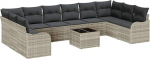 Rantry 11-teiliges Garten-Sofa-Set mit Kissen grau Poly-Rattan, 2-Sitzer Garten-Sofa mit Kissen hellgrau Poly-Rattan Gartenlounge Model3345892
