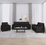 Juroupi 3201398 3-osaline diivanikomplekt koos pehmendustega Diivanid elutoa diivanikomplekt Diivanid elutuppa mustast kunstnahast