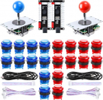 Hikig DIY Arcade Machine Kit 2 m&auml;ngijale, 20 LED-nuppu + 8-tee Joystick + Zero Delay USB-kooder Raspberry Pi ja PC Windows m&auml;ngudele (punane ja sinine)