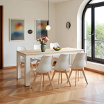 S&ouml;&ouml;gilaud koos 6 tooliga, s&ouml;&ouml;gitoar&uuml;hm, s&ouml;&ouml;gitoolid ja ristk&uuml;likukujuline k&ouml;&ouml;gilaud s&ouml;&ouml;gikomplekt elutuppa, k&ouml;&ouml;ki, kontorisse (160 cm tamme-valge lauajalgade laud + 6 valget tooli)