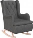 vidaXL Rocking Chair with Rubber Wood Legs, Rocking Chair, Relaxing Chair, Upholstered Chair, Wing Chair, Lounge Chair, Dark Grey Fabric
