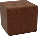 Factory Direct Partners Tufted Square Accent Ottoman, Distressed Hand Upholstered Commercial Quality Furniture for Home or Office, Seating, Footstool, Side Table - Hazelnut