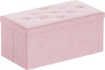 BRIAN & DANY Pink Velvet Folding Tufted Storage Stool