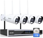 REIGY 5MP WLAN &Uuml;berwachungskamera Set Aussen mit 1TB Festplatte, 16CH WiFi NVR &Uuml;berwachungssystem +4x1920P Kamera, Zwei-Wege-Audio Bewegungserkennung Farbige Nachtsicht