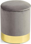 Montemaggi Dove Grey Velvet Storage Stool with Gold Base 31 x 31 x 39 cm