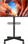 BONTEC TV Stand Rollable for 23-60 Inch Plasma/LCD/LED TVs, kaasaskantav koos s&uuml;learvuti riiuliga, reguleeritava k&otilde;rgusega p&ouml;&ouml;ratav teleri statiiv, teleri statiiv kuni 25 kg, max. VESA 400 x 400 mm