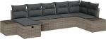 Rantry 7-teiliges Garten Sofa Set mit Kissen Grau Poly Rattan Gartenlounge Model3360730