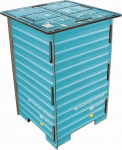 Werkhaus - Photo stool in container look, turquoise, 42 x 29.5 x 29.5 cm (CO1043)