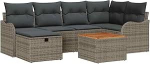 7-teiliges Garten-Sofa-Set mit Kissen Grau Poly Rattan, 2-Sitzer-Garten-Sofa mit Stauraum & Kissen Grau Poly Rattan Gartenlounge Model3360814