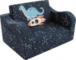 MeMoreCool laste diivan Fold-Out 3-in-1 laste diivan koos unefunktsiooniga, Fancy Play Diivan, p&otilde;nev siseruumide m&auml;nguv&auml;ljak lastetoas, Space Dinosaurus
