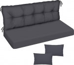 Ferocity Cushion for Hollywood Swing 150 x 50 x 50 cm, Garden Bench Cushion and 2 Cushions, Pallet Cushion, Seat Cushion and Back Cushion, Cushion, Mattress, Garden Cushion, Smooth Pik Graphite [133]