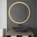 furduzz timmitav &uuml;mmargune LED-vannitoa peegel koos valgustusega, seinale paigaldatav vannitoa peegel koos sensori puudutava l&uuml;litiga, 3 valgusv&auml;rvi, uduvastane ja nutikas m&auml;lufunktsioon, 700 mm l&auml;bim&otilde;&otilde;duga