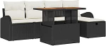 Rantry 6-teiliges Garten Sofa Set mit Kissen Schwarz Poly-Rattan Gartenlounge Model3359960