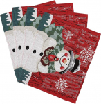 LIGIGWASH komplekt 4 j&otilde;uluplatsmatti, puuvillane lina lumeinimene tikandiga platsmatid, pidulik lauakaunistus j&otilde;ulu&otilde;htus&ouml;&ouml;giks, vastupidav ja stiilne