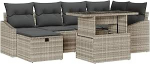7-teiliges Garten-Sofa-Set mit Kissen Hellgrau Poly-Rattan Gartenlounge Model3359839