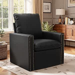 HomeMiYN &Uuml;ksikdiivan 360&deg; p&ouml;&ouml;ratav tugitooli p&ouml;&ouml;rlev tool Wing Chair elutuppa, magamistuppa ja kontorisse, suur ja mugav must