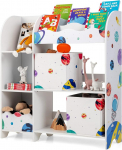 GOPLUS 3-astmeline laste raamaturiiul ja m&auml;nguasjade korraldaja 3 raamatukambriga ja 2 hoiukastiga, vabalt seisev laste hoiukapp m&auml;ngutuppa, lastetuppa (Astronautid)