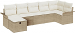 Rantry 7-teiliges Garten Sofa Set mit Kissen Beige Poly Rattan Gartenlounge Model3358900