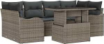 7-teiliges Garten Sofa Set mit Kissen Grau Poly Rattan, 2-Sitzer Garten Sofa mit Kissen Grau Poly Rattan Gartenlounge Model3348395
