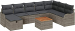 9-teiliges Garten Sofa Set mit Kissen Grau Poly Rattan, 2-Sitzer Garten Sofa mit Kissen Grau Poly Rattan Gartenlounge Model3359496