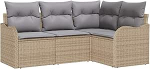 Gartensofa-komplekt 4 tk Beige Poly-Rattan Gartenm&ouml;bel Model3345680