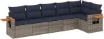 Garten-Sofagarnitur Set Grau PE-Rattan Ecksofa & Mittelsofa mit Armlehnen - 3 Sitzer, 110 kg Tragf&auml;higkeit, UV-best&auml;ndig, modulares Design Model3226831