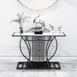 Loov konsoollaud, kitsas sissep&auml;&auml;sulaud poolel riiulil, kaasaegne v&auml;ike sissep&auml;&auml;sulaud kohvilaudade taga esikusse, elutuppa (kuldne, 120cm)