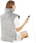 Heating Pad for Back, Shoulder, Neck, 60 x 100 cm, Heat Cushion with Automatic Shut-Off, Quick Heating, with Waist Strap, Back Warmer Electric Blanket, 6 Heat Settings, Auto-Off Timer, Flannel