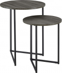Walker Edison Furniture Company Modern Round Metal Base Nesting Set Side Accent Living Room Storage Small End Table, Set of 2, Slate Grey