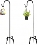 Aed Shepherd Hooks, 2 tk 60-tolline metallist aed Stake koos raskeveokite roostekindlate konksudega 5 prong baasil Shepherds Crook Hook p&auml;ikesevalgustite, taimekorvide, laternate, linnus&ouml;&ouml;tjate jaoks