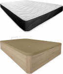 Somnia Descanso Cambria Bombay Reversible Viscoelastic Mattress + Wooden Box Spring Bed, Large Capacity, Colour 90 x 190 cm, Polyurethane PU, 90 x 190 cm