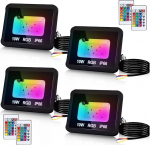 Joparri 4 x 10 W RGB LED-valgusti koos kaugjuhtimispuldiga, 16 v&auml;rvi, 4 režiimi, IP66 veekindel, v&auml;rviline dimmerdatav valgusfoor m&auml;lufunktsiooniga, RGB LED valgusfoor terrasside, veranda valgustamiseks.