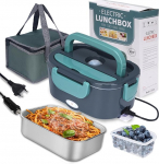 XREXS Electric Lunch Box 60 W, 1,5 L toidu soojendaja auto, 3 in 1 (12 V/24 V/220 V), elektriline l&otilde;unakast / veoauto kodumajapidamise telkimine, kaasaskantav Bento soojendus 60 W l&otilde;unakast koos kahvliga, lusikaga