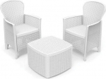 Dmora - Napoli Outdoor Garden Lounge Set with 2 Armchairs and 1 Storage Table, Rattan Effect Lounge Set, 100% Made in Italy, White