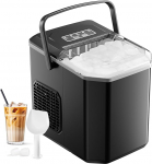 Ice Cube Maker, 12kg in 24 Hours, 9 Ice Cubes in 6-8 Minutes Ice Cube Maker with Reversible Ice Spoon and Carry Handle for Home/Kitchen/Camping