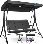 KESSER&reg; Hollywood Swing with Sun Canopy, 3-Seater, Garden Swing up to 300 kg, Garden Lounger with Non-Slip Feet, Swing Bench, Water-Repellent, Outdoor and Indoor (Anthracite)