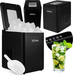 ZEEGMA Frostiq Ice Cube Maker, 12 kg/24H Ice Per Day, 9 Ice Cubes in 6-9 Mins, 2 Ice Cube Sizes, Capacity 1.5 L, Energy Efficient 112 W, Control Panel, Shovel and Basket Included in Set