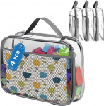 Toy Blocks Set with Zipper for Boys and Girls, Extra Large PVC Storage Bags with Mesh Side Pockets for Puzzle, Clay, Book, Small Models and Mini Plush Toys, Size XL: 26.5 x