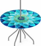 Runde Gartentischdecke mit Sonnenschirmloch, abstraktes Mandala, f&uuml;r den Au&szlig;enbereich, runde Tischdecke mit Schirmloch, wasserdicht, elastische Kanten, Tischdecke f&uuml;r Party, Picknick, passend f&uuml;r