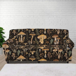 Suobstales Elastic Sofa Cover Mushroom Leaf Print 3 Seater Sofa Slipcover 3 Pieces Washable Furniture Protector Armchair Cover Home Decor L