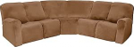 Velvet Stretch Recliner Diivan Covers L kuju Sectional Recliner Diivan katab diivanile Non-Slip m&ouml;&ouml;bli kaitsja paks pehme pestav (Brown)