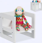 Relaxdays laste tugitooli 2-in-1 p&ouml;&ouml;ratav tugitooli 2 istmek&otilde;rgust k&auml;etugedega K x L x S 30 x 30 x 30 cm Laste laud MDF valge