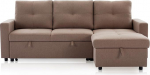 KHG nurgadiivan 217 x 87 x 132 cm, pruun, magamisfunktsiooniga ja voodikastiga, kootud kangas (100% pol&uuml;ester), Nosag riputus - kaasaegne ja paindlikult reguleeritav