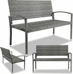 Clevich rotangist aiapink, ilmastikukindel, 2-kohaline pink, k&auml;etoega terrassipink, 320 kg kandev&otilde;ime r&otilde;dupink, 122 x 62 x 90 cm, aiam&ouml;&ouml;bel 2-3 inimesele, sise- ja v&auml;litingimustes kasutamiseks