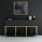 Dmora Altair elutoa buffet, k&uuml;ljepaneel, k&ouml;&ouml;gikapp, 150 x 30 x 80 cm, antratsiit ja kuldkollane