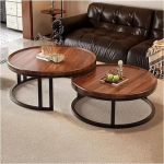 Moodne, virnastatav kohvilaud (2-osaline) puidust laua ja metallraamiga (pruun, 50 + 70 cm/19,6 + 27,5 tolli)