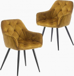 B&D home Dieter 11137-GELB-2 S&ouml;&ouml;gitoolide komplekt, 2 tooli, k&ouml;&ouml;gitoolid, toolid k&ouml;&ouml;ki, s&ouml;&ouml;gilauda, elutuppa, t&ouml;&ouml;ruumi, kontorisse, retro-modernne disain, sametkangas, kollane,