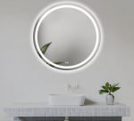 60 cm &uuml;mmargune LED-valgustusega vannitoa peegel, &uuml;mmargune LED-vannitoa peegel uduvastase s&uuml;steemiga, mis on varustatud soojendusmatiga, mis takistab udude tekkimist.