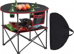 VEVOR kokkupandav laud Buffet laud Kaasaskantav mitmeotstarbeline laud 72 x 72 cm veekindel 600D Oxfordi kangast laud koos kandekoti ja 4 joogihoidjaga, aia laud telkimislaud pidude jaoks Piknik Must